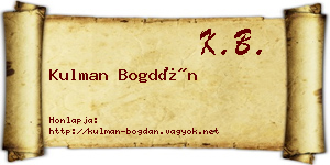 Kulman Bogdán névjegykártya